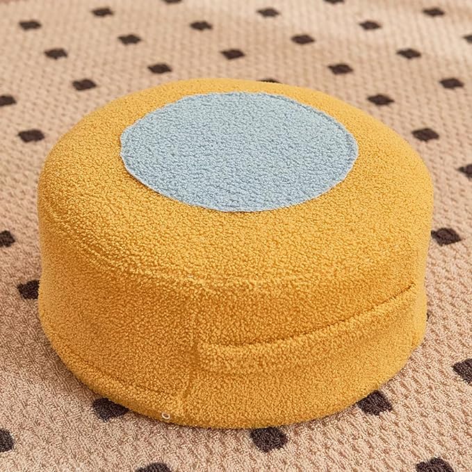 Round Pouf Ottoman Foot Rest, Stuffed Floor Pouf Foot Stool by Unknown
