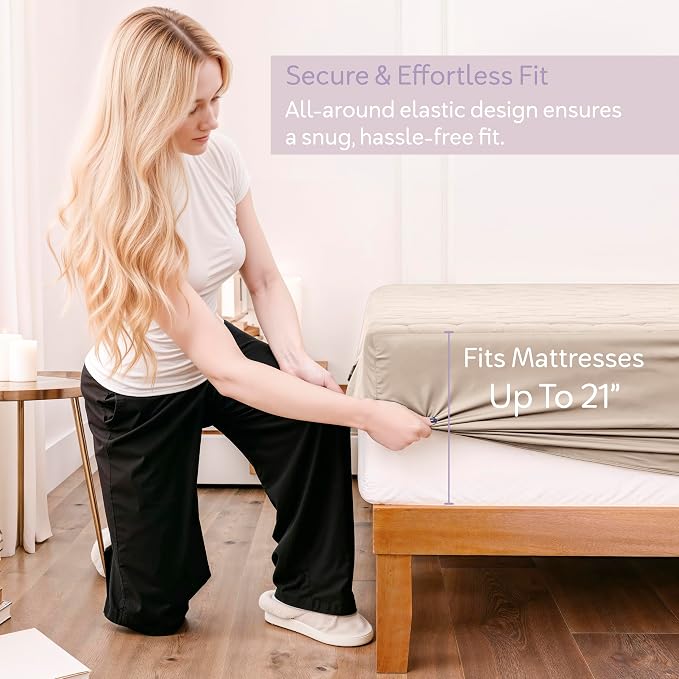 Hearth & Harbor Twin Size Quilted Fitted Mattress Pad Cover, 100% Waterproof - Image 4