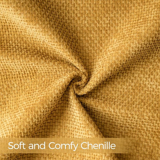 a moment Fall Mustard Yellow Chenille Throw Pillow Covers 12x20 Inch Pack of 2 - Image 4