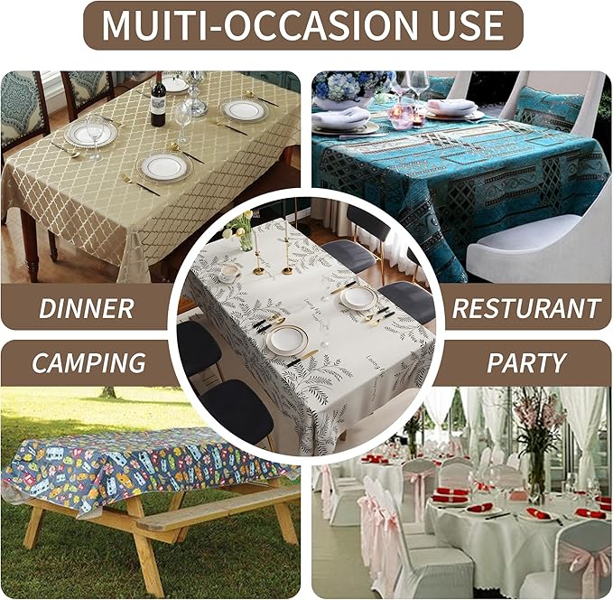 Rectangle Table Cloth, 100% Waterproof Tablecloth OilProof SpillProof Vinyl - Image 7
