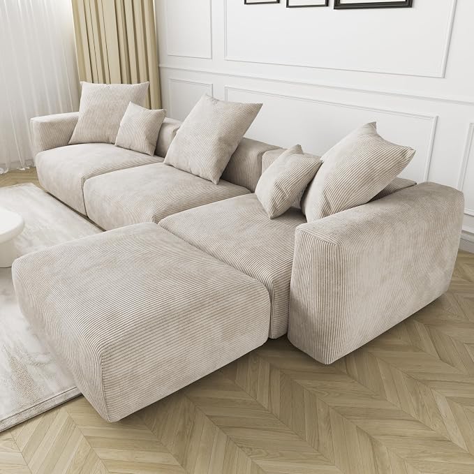 JACH Sectional Couch with 5 Pillows, Luxurious Modular Sectional Couch with - Image 5