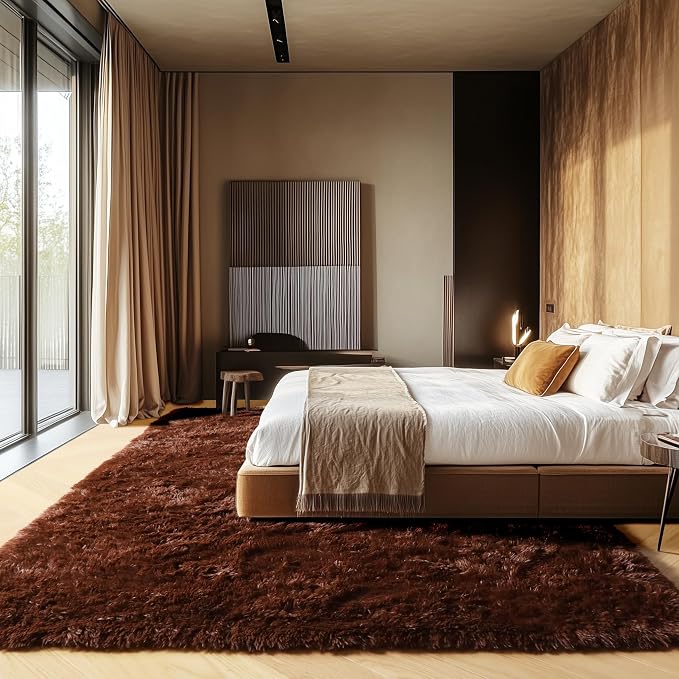 ONASAR Brown Rugs for Living Room Bedroom, 5x8 Washable Fluffy Bedside Area Rug - Image 4