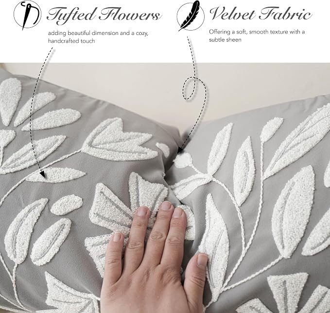 BlissBlush Grey Velvet Decorative Long Lumbar Pillow Cover 14x36, Light Gray - Image 5