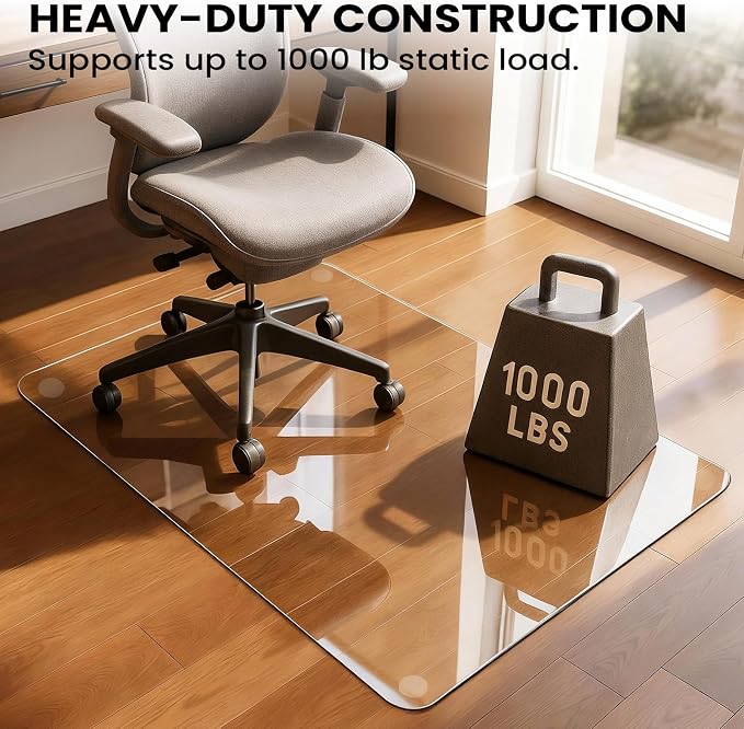 Tempered Glass Chair Mat, 1/5" Thick Clear Floor Mat - Image 4