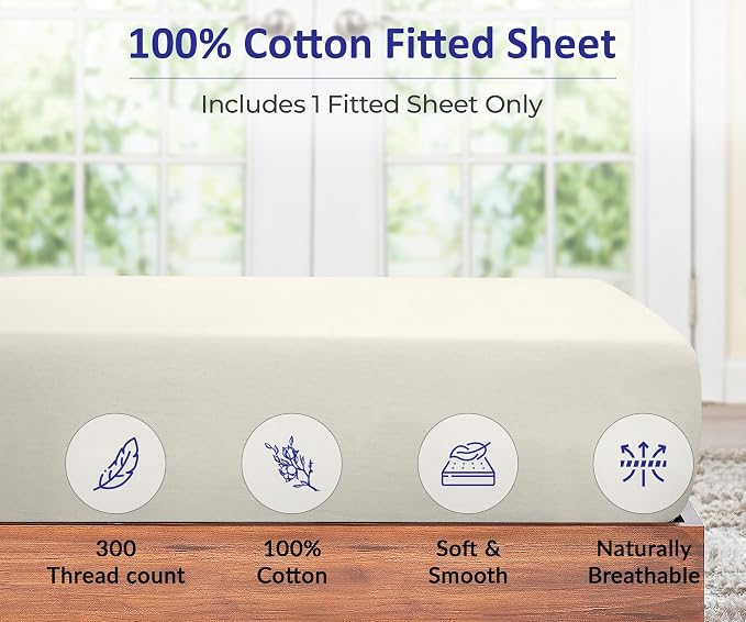 ROYALE LINENS 300 Thread Count 100% Long Staple Combed Cotton Fitted Sheet King - Image 3