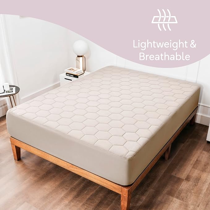 Hearth & Harbor Twin XL Size Quilted Fitted Mattress Pad Cover, 100% Waterproof - Image 3