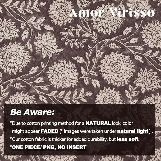 Amor Virisso Floral Pillow Covers 18x18 Throw Pillow Covers Vintage Block Print - Image 3