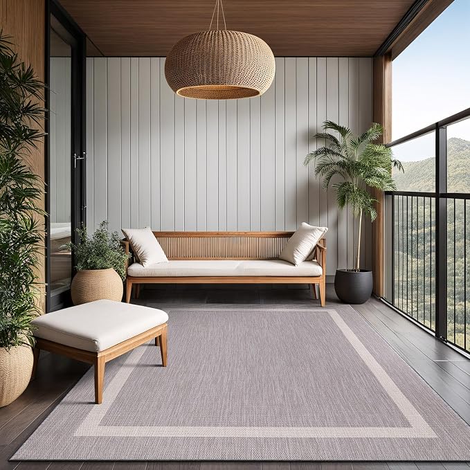 Bordered Outdoor Rug 9x12 Washable Outside Carpet - Image 8