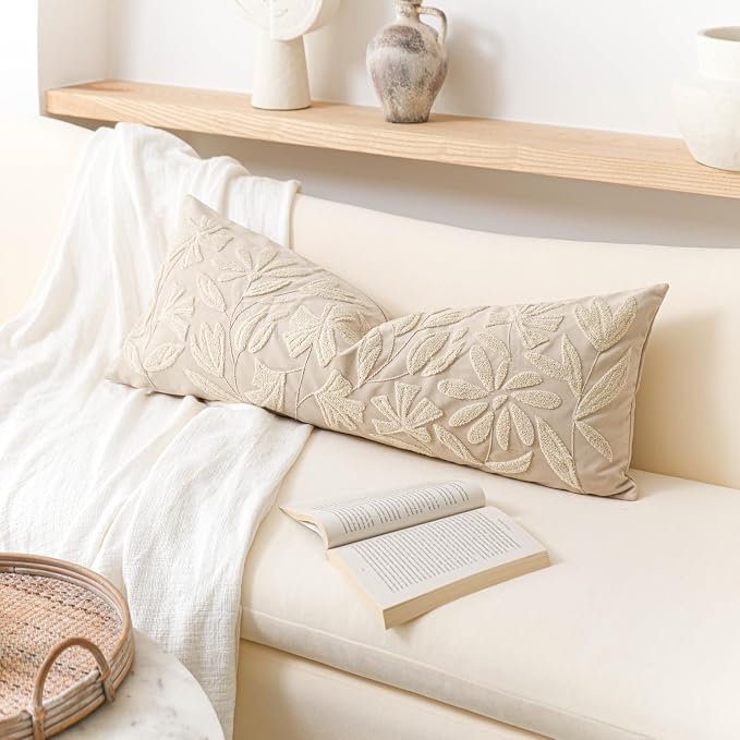 BlissBlush Light Beige Velvet Decorative Long Lumbar Pillow Cover 14x36 - Image 8