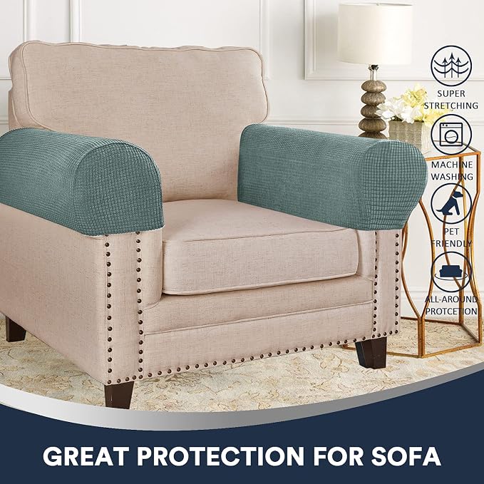 Sage Stretch Sofa Arm Covers - Image 2