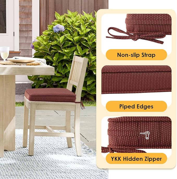 Outdoor Square Corner Seat Cushion, 18.5"x16"x3", Non Slip Seat Cushion Pads - Image 4