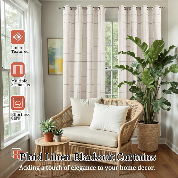 Grey Linen Blackout Curtains for Living Room - Image 2