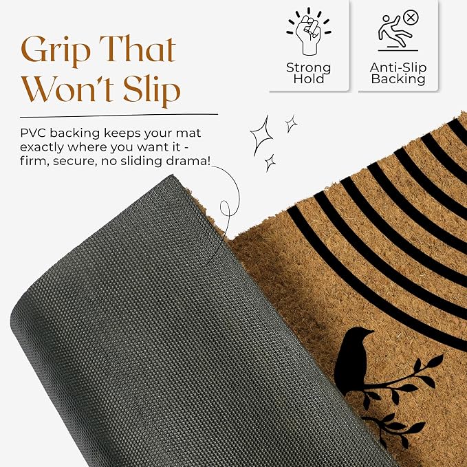Coir Door Mats 17" X 30", Non-Slip Sturdy, PVC Backed Heavy Duty, A Happy - Image 8