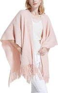 Moss Rose Women's Travel Plaid Shawl Wrap Open Front Poncho Cape by MossRose