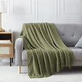 BOURINA Olive Throw Blanket 50x60 Inches Throw Textured Solid Soft Sofa Couch by BOURINA