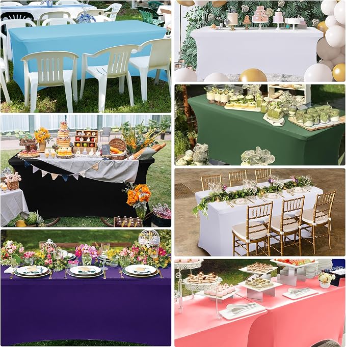Obstal 2PC Sage Green Tablecloth - 4ft Rectangle Spandex Table Cover - Image 6