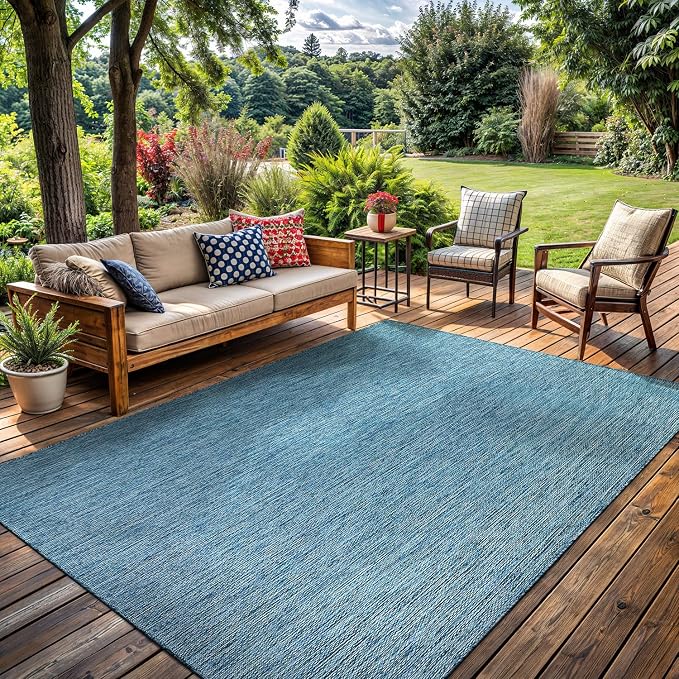 Washable Indoor Outdoor Rug Weather Resistant Carpet Modern Solid by LenaRug