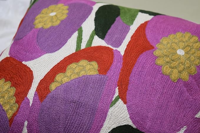 Lily Pink Flower Pillow Cover | Suzani Accent Pillow | Outdoor Floral Pillows | - Image 7