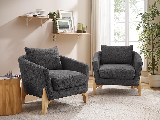 VANOMi Modern Accent Chairs, Sherpa Armchair - Image 3