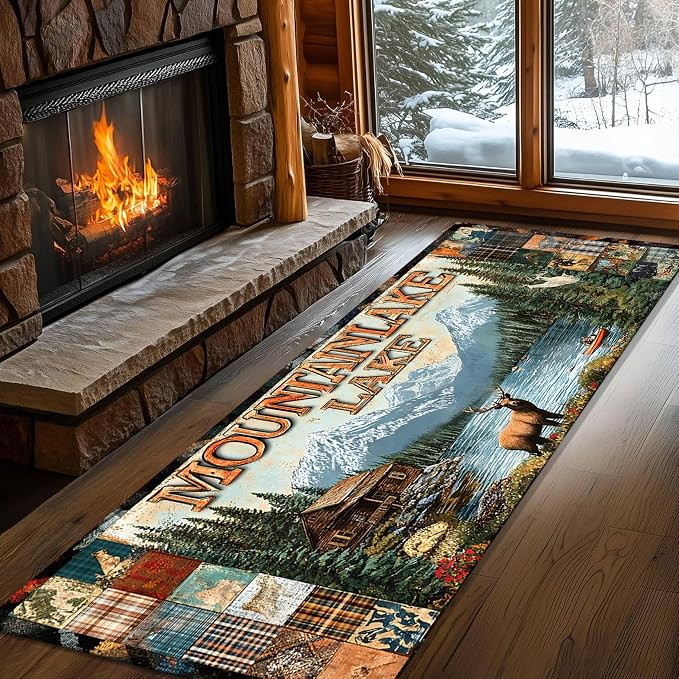 Retro Elk Runner Rug 2.6x7ft - Image 4