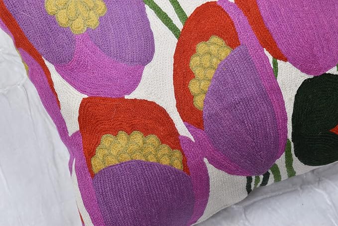 Lily Pink Flower Pillow Cover | Suzani Accent Pillow | Outdoor Floral Pillows | - Image 8