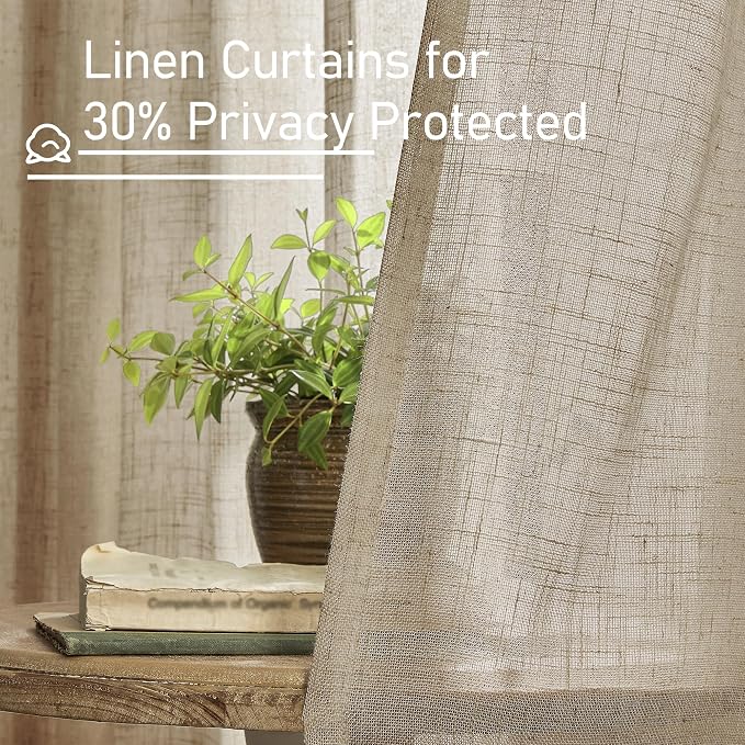 LAMIT Taupe Linen Curtains 90 Inch - Image 5