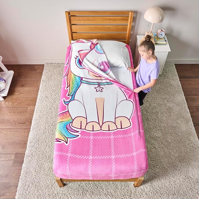 Bleacher Creatures ZippySack Twin Bed Zip-Up Bedding – Super Soft Fleece Fitted - Image 3