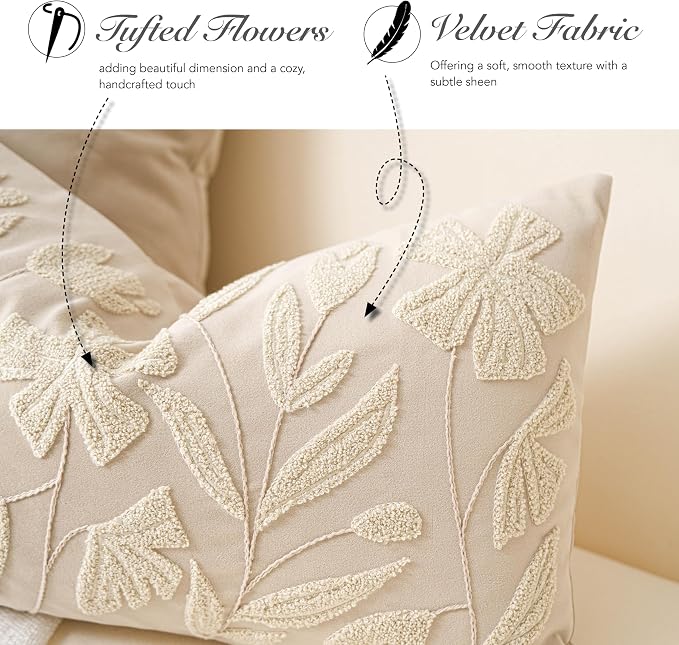 BlissBlush Light Beige Velvet Decorative Long Lumbar Pillow Cover 14x36 - Image 4
